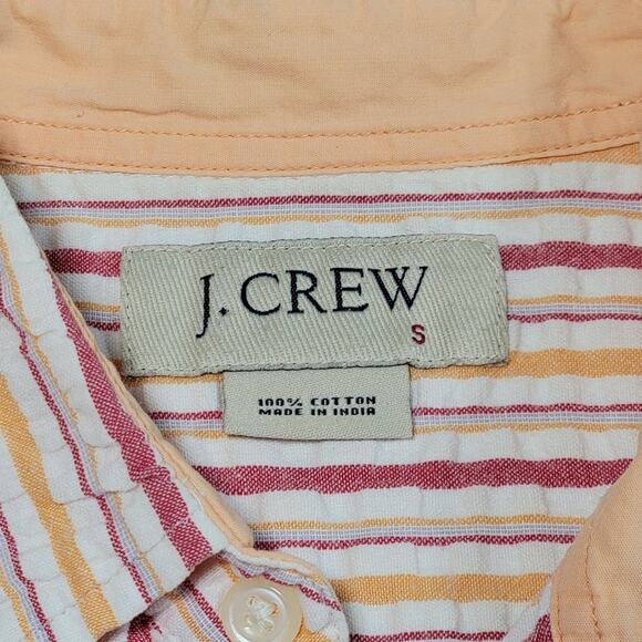 J Crew Mens Seersucker Cotton Striped Button Up Shirt Size Small Short Sleeve - Picture 3 of 5
